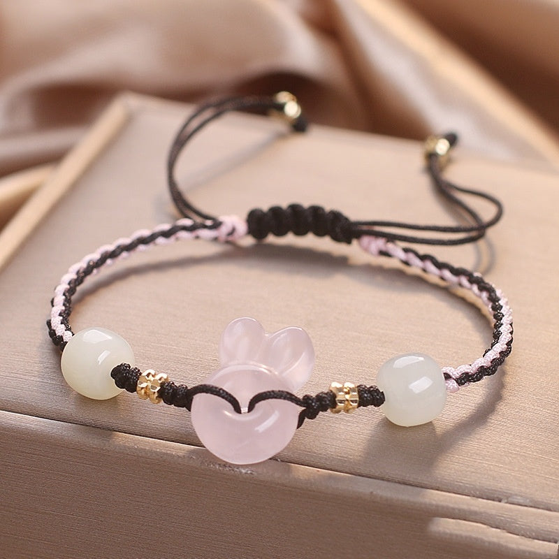 Strawberry Quartz Rabbit Bracelet
