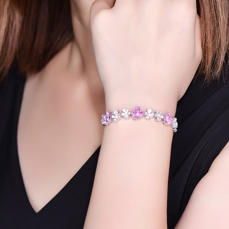 Flower Bracelet with Cubic Zirconia