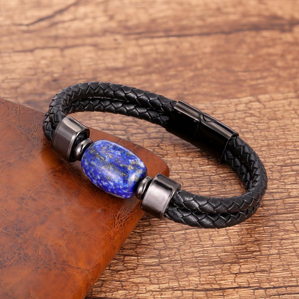 Leather and Natural Stone Bracelet