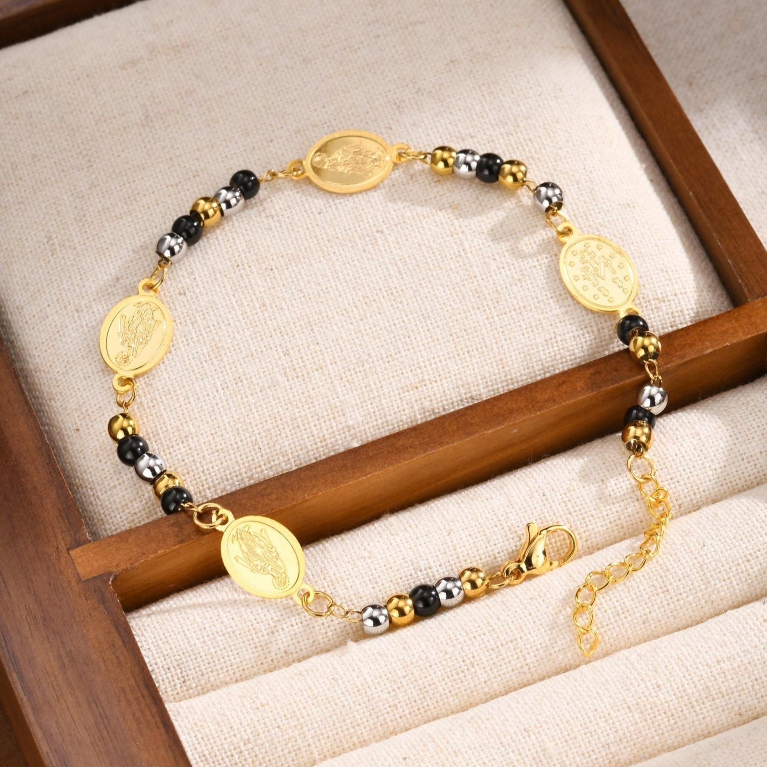 Pulseira Virgem Maria em Aço Inoxidável