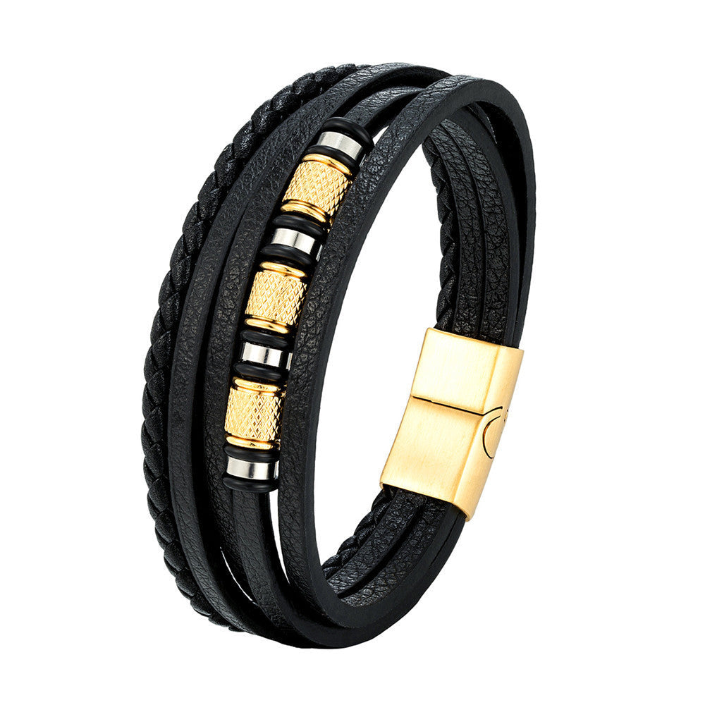 Leather and Stainless Steel Bracelet