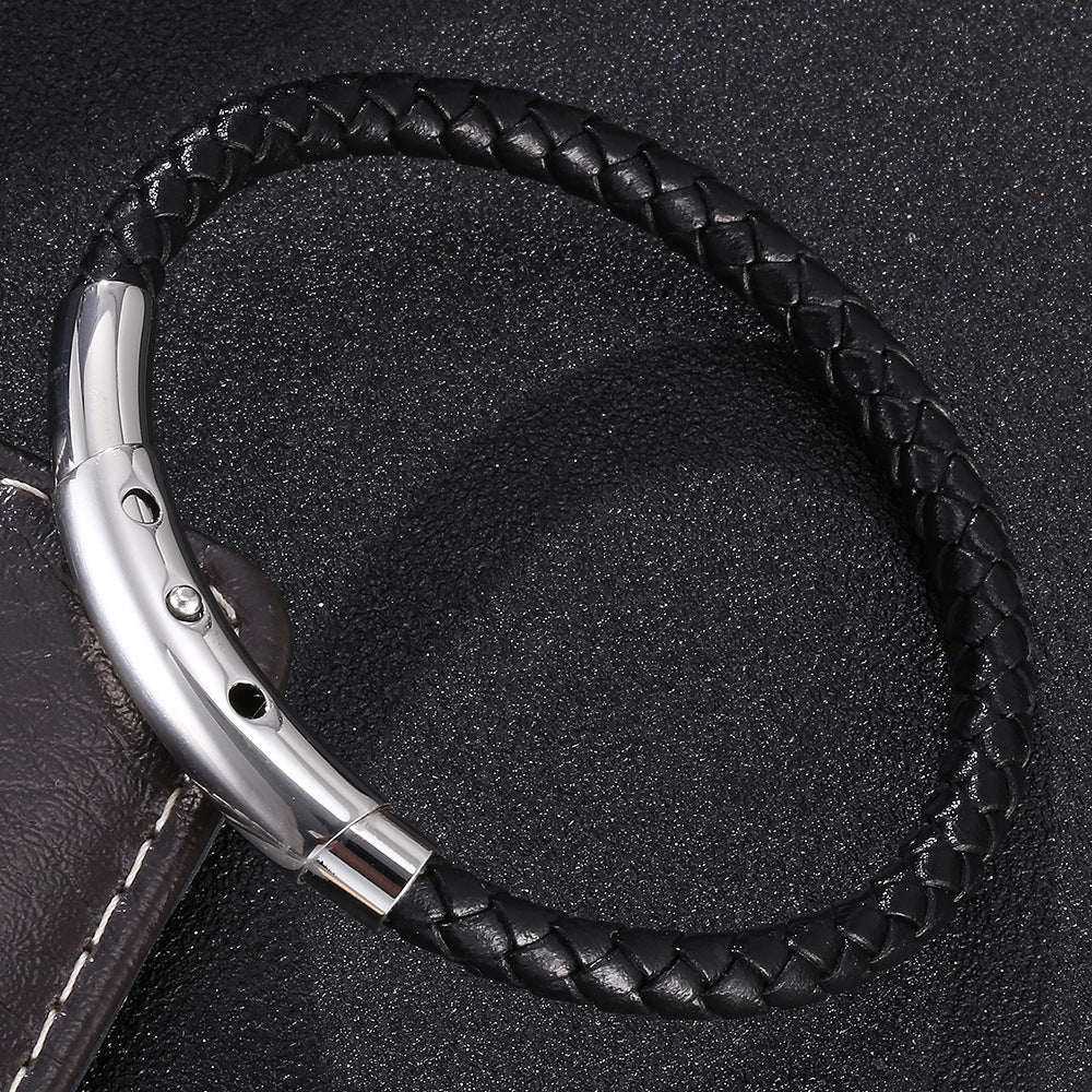 Leather and Stainless Steel Bracelet