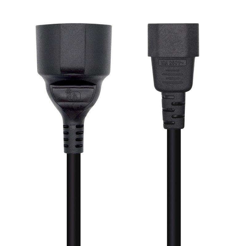 Adaptador de corriente Aisens A132-0467 / C14 macho - CEE7 hembra / 25 cm / Negro