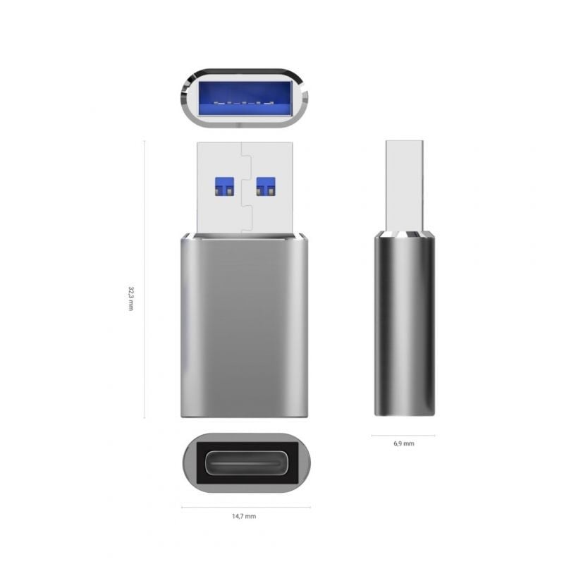 Adaptador USB 3.2 GEN2 / USB tipo C hembra a USB macho Aisens A108-0677
