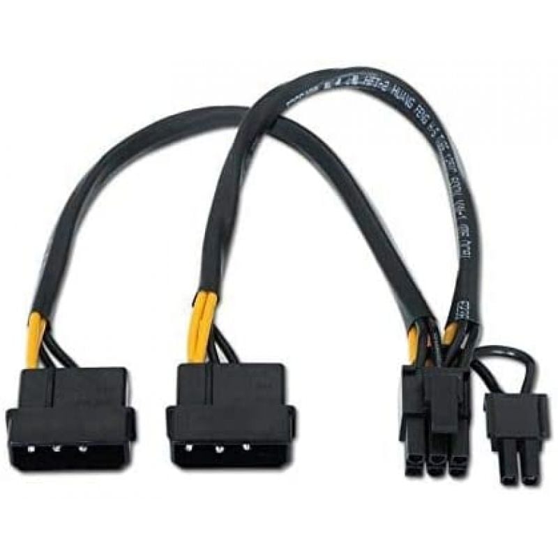 Cabo de Alimentação da Placa Gráfica Aisens A131-0165 / 2x Molex Macho - Molex 6+2 PIN Macho / Até…