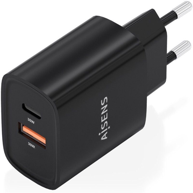 Carregador de Parede Aisens A110-0953 Gan A110-0953 / 1xusb Type-c / 1xusb / 30W / Preto
