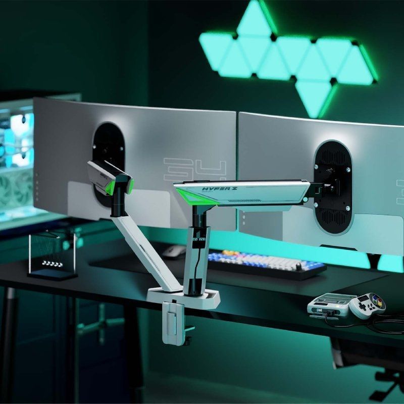 Soporte de escritorio para juegos con contrapeso para 2 monitores Aisens DT38TSR-345 / Giratorio/Inclinable…