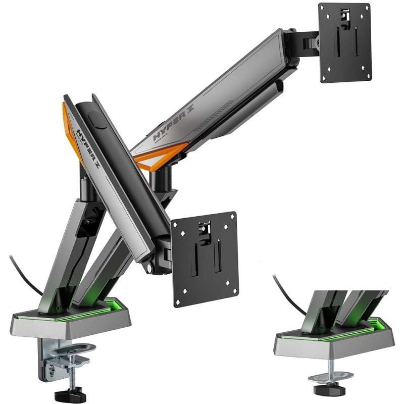 Soporte para monitor de escritorio para juegos Aisens DT38TSRRGB-349, giratorio, inclinable, hasta 16 kg.