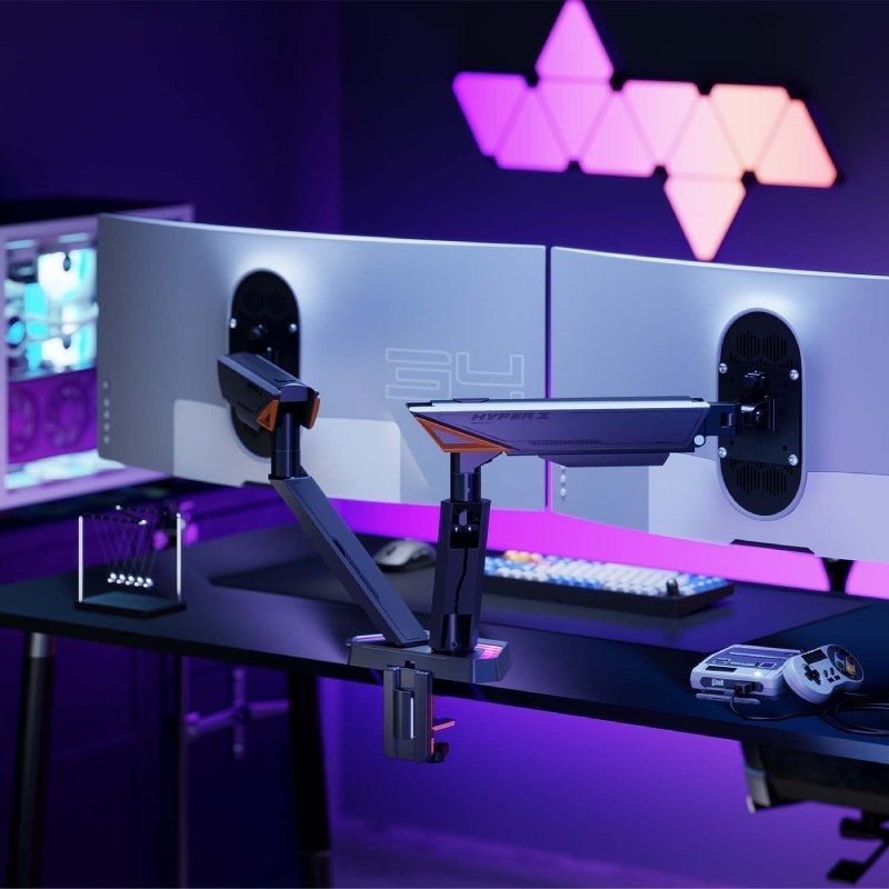 Soporte para monitor de escritorio para juegos Aisens DT38TSRRGB-349, giratorio, inclinable, hasta 16 kg.