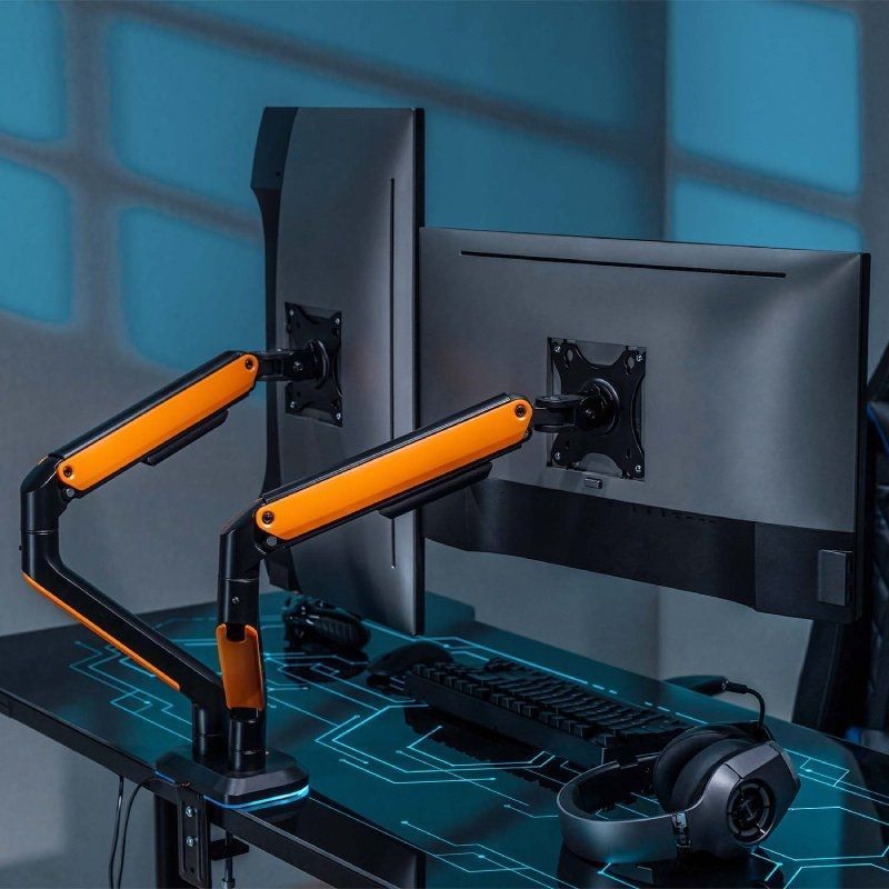 Soporte de escritorio para juegos con contrapeso para 2 monitores y TV Aisens DT32TSR-251 / Giratorio / Incluye…