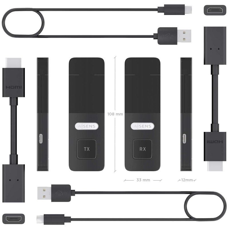 Adaptador/transmisor de vídeo HDMI inalámbrico Aisens ASWL-H2K30M001-BK