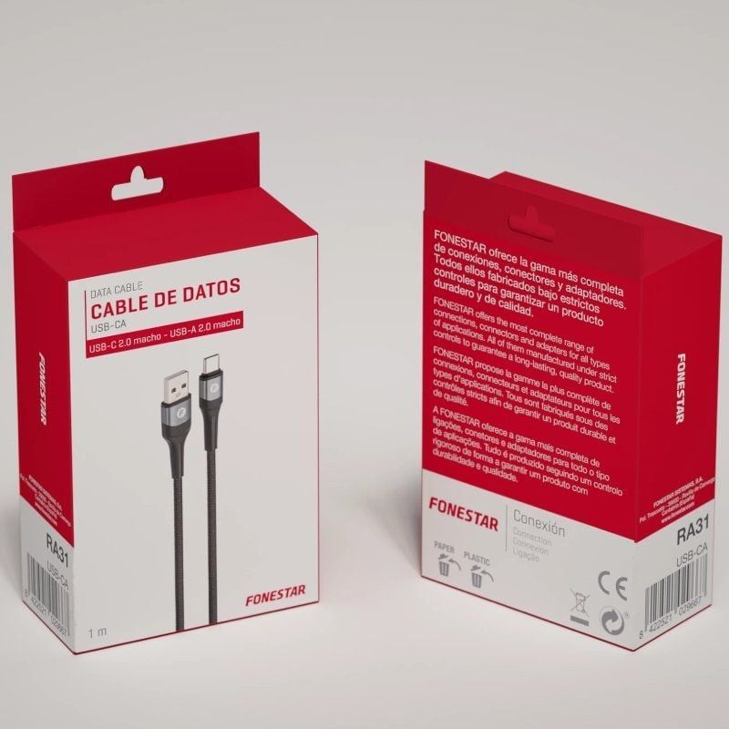 Fonestar Cabo USB 2.0 USB Tipo C Usb-ca / USB Tipo C Macho - USB Macho / 480mbps / Até 100W / 1m /…