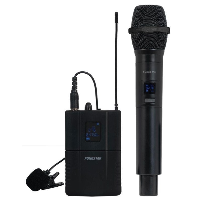 Fonestar Sonair-2mp UHF Microfone de Mão Duplo sem Fios e Auricular / Inclui Recetor