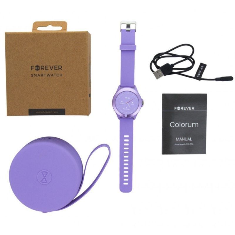 Smartwatch Forever Colorum Cw-300 / Notificações / Ritmo Cardíaco / Roxo