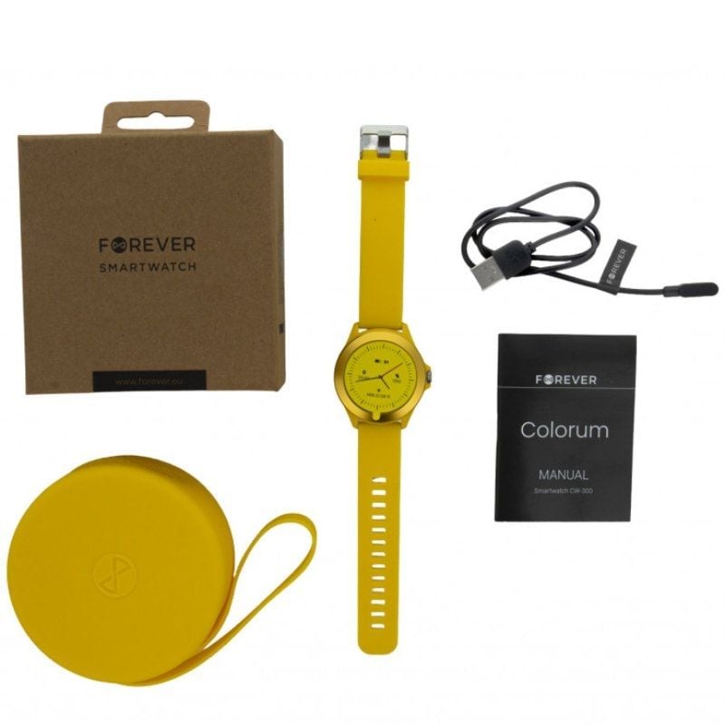 Smartwatch Forever Colorum Cw-300 / Notificações / Ritmo Cardíaco / Amarelo