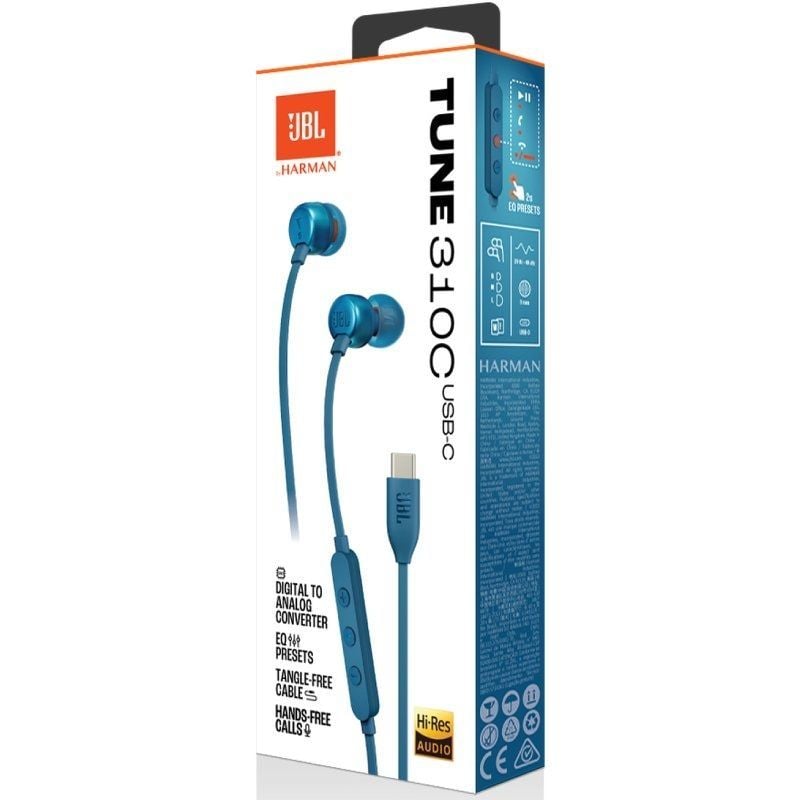 Auscultadores Intra-auriculares JBL Tune 310C / com Microfone / Azul