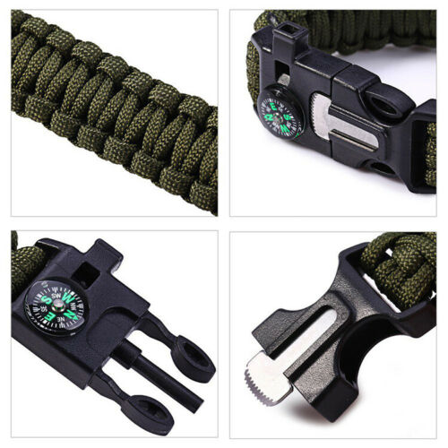Pulseira em Paracord Kit de Sobrevivência 5 em 1