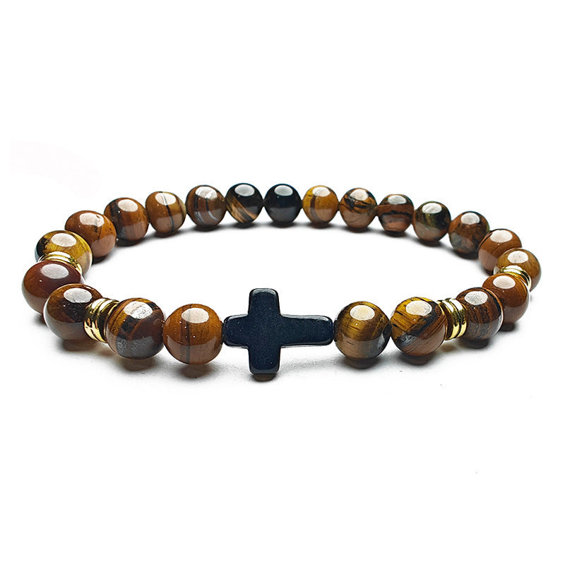 Cross Bracelet in Natural Stone