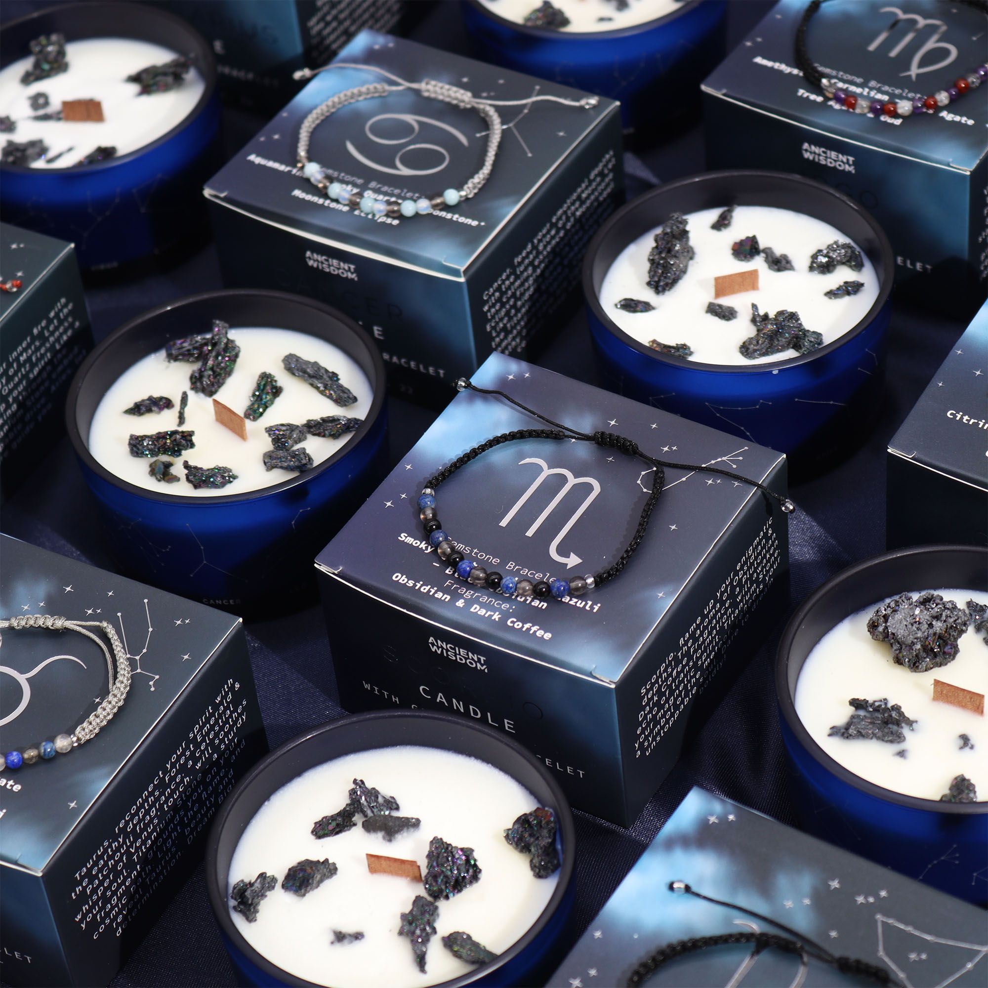 Vela Zodíaco Capricórnio com Pulseira de Cristais