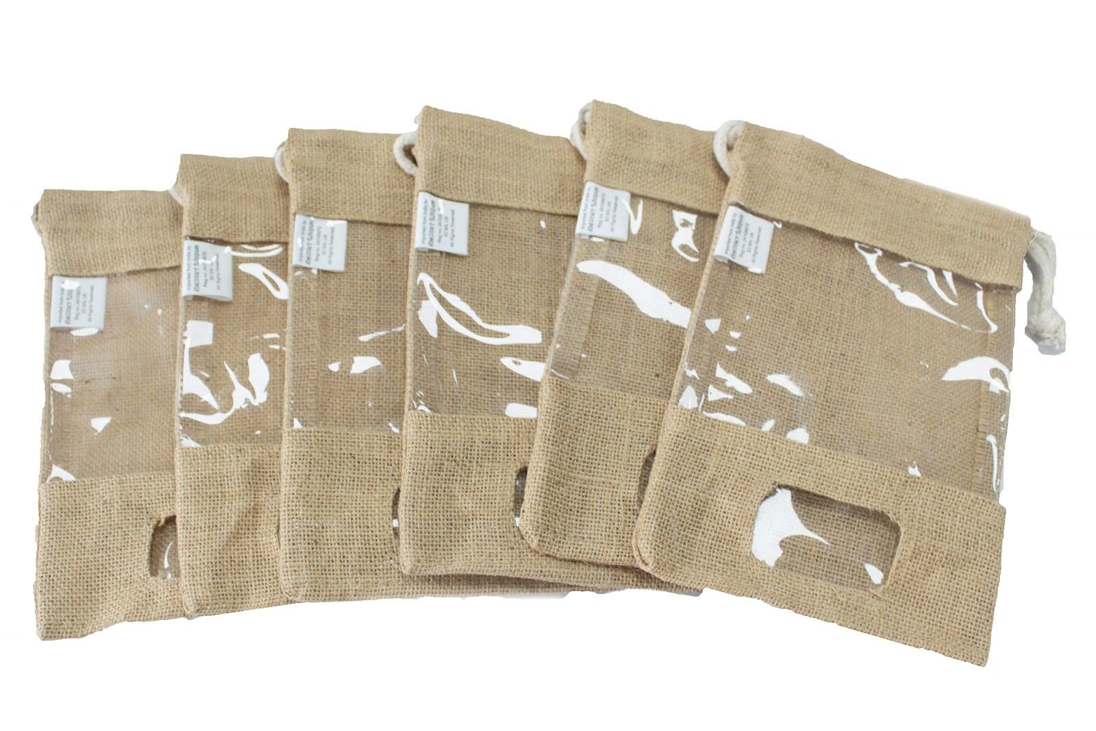 Bolsa de yute con ventana, 25x16cm, y bolsillo.