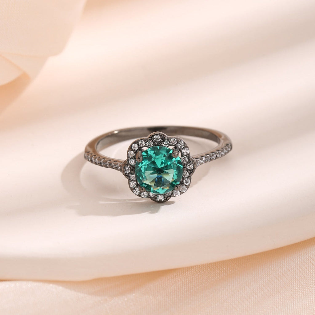 Flower Ring with Crystal Stone