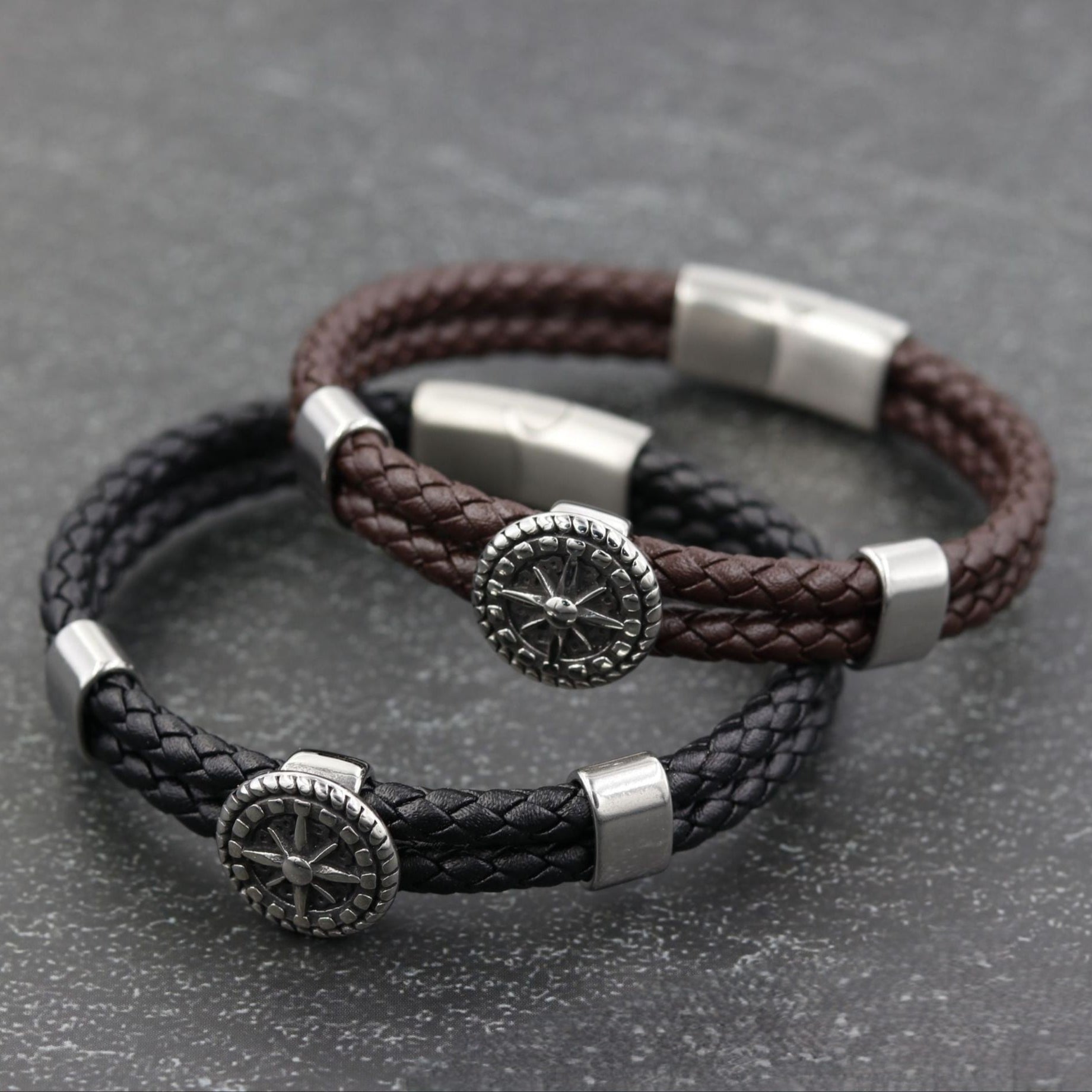 Leather and Stainless Steel Bracelet