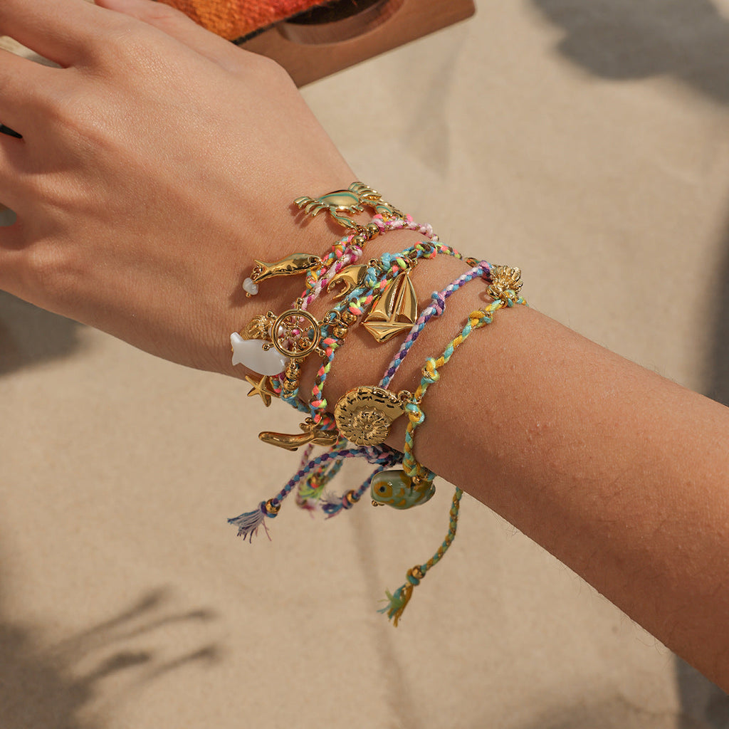 Pulseira Náutica em Corda Trançada com Aço Inoxidável