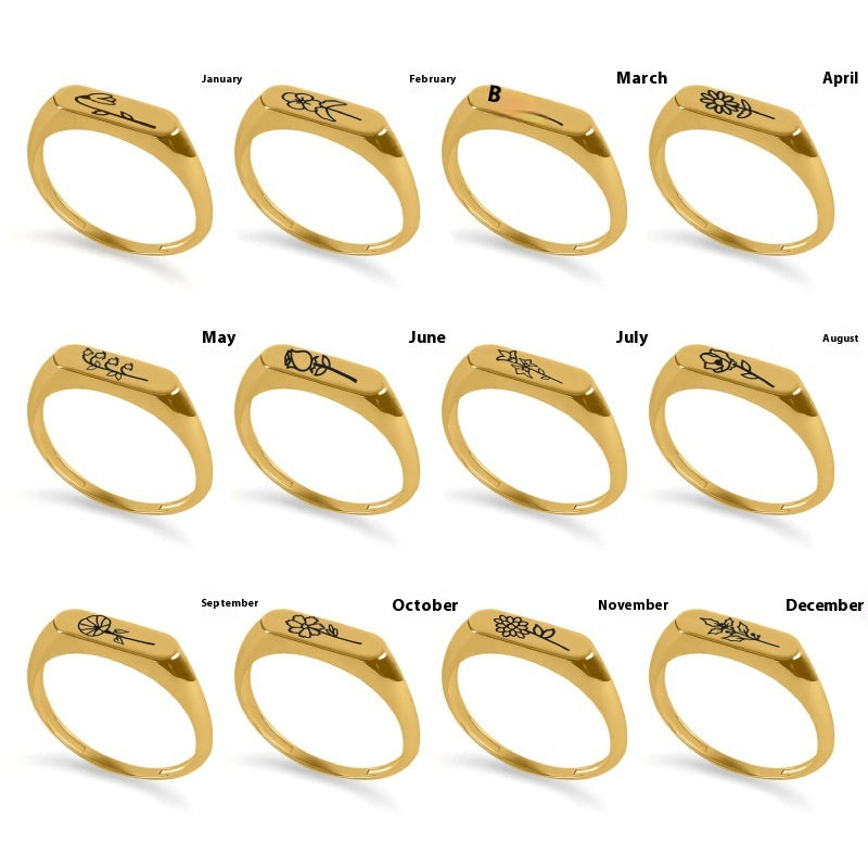 Anel Mês do Ano em Aço Inoxidável