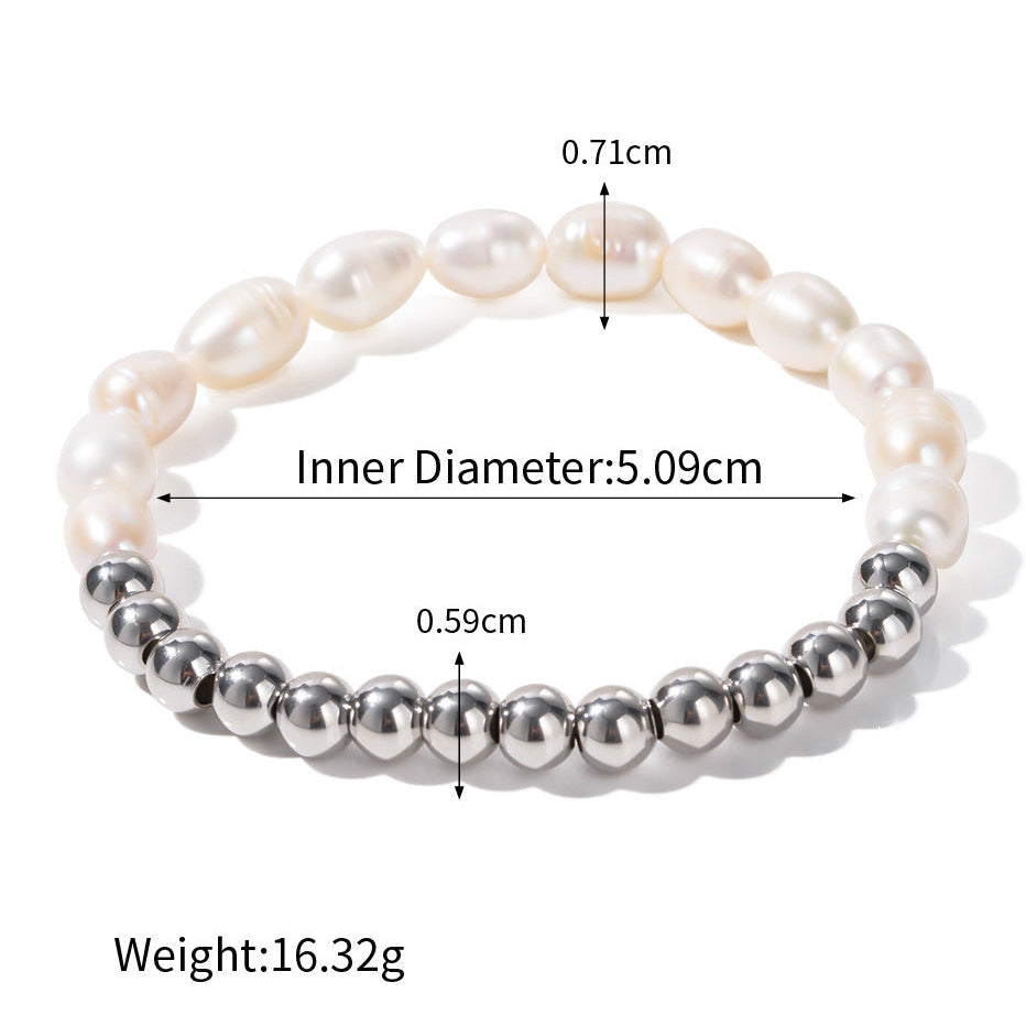 Pearl and Stainless Steel Bracelet