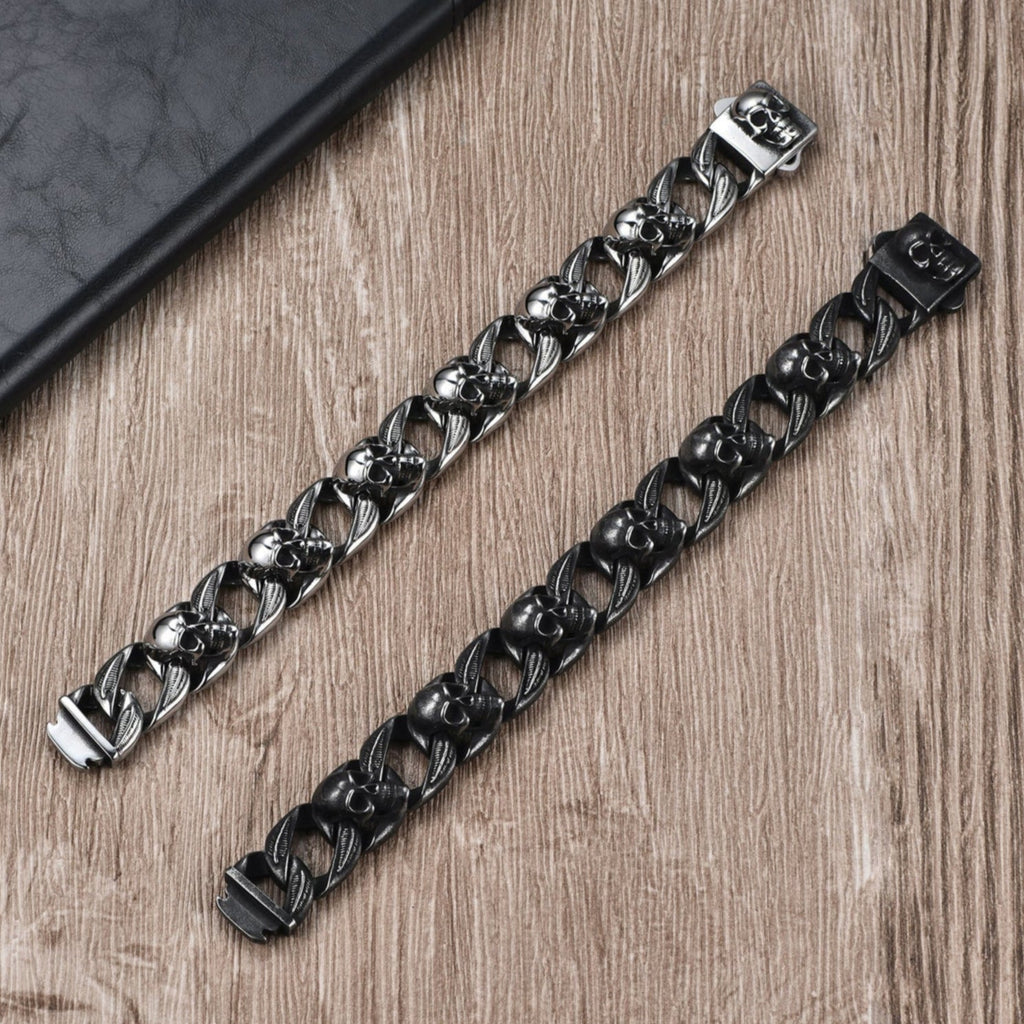Pulseira Skull em Aço Inoxidável