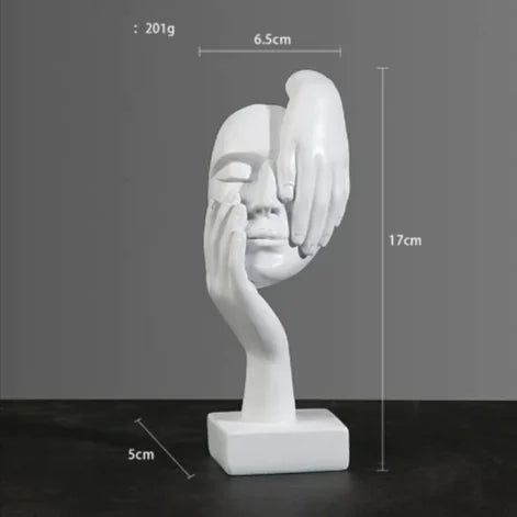 Abstract Face & Hand Resin Sculpture – Modern Home Décor Accent