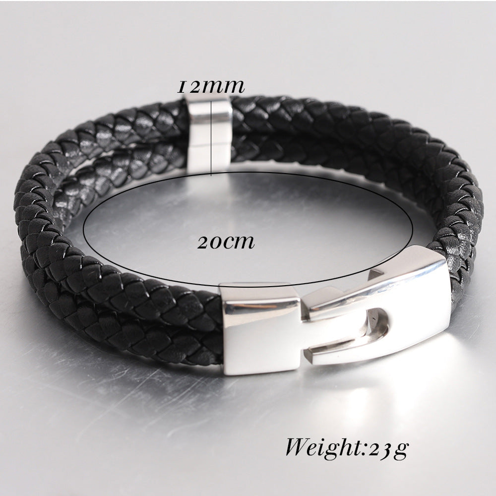 Leather and Stainless Steel Bracelet