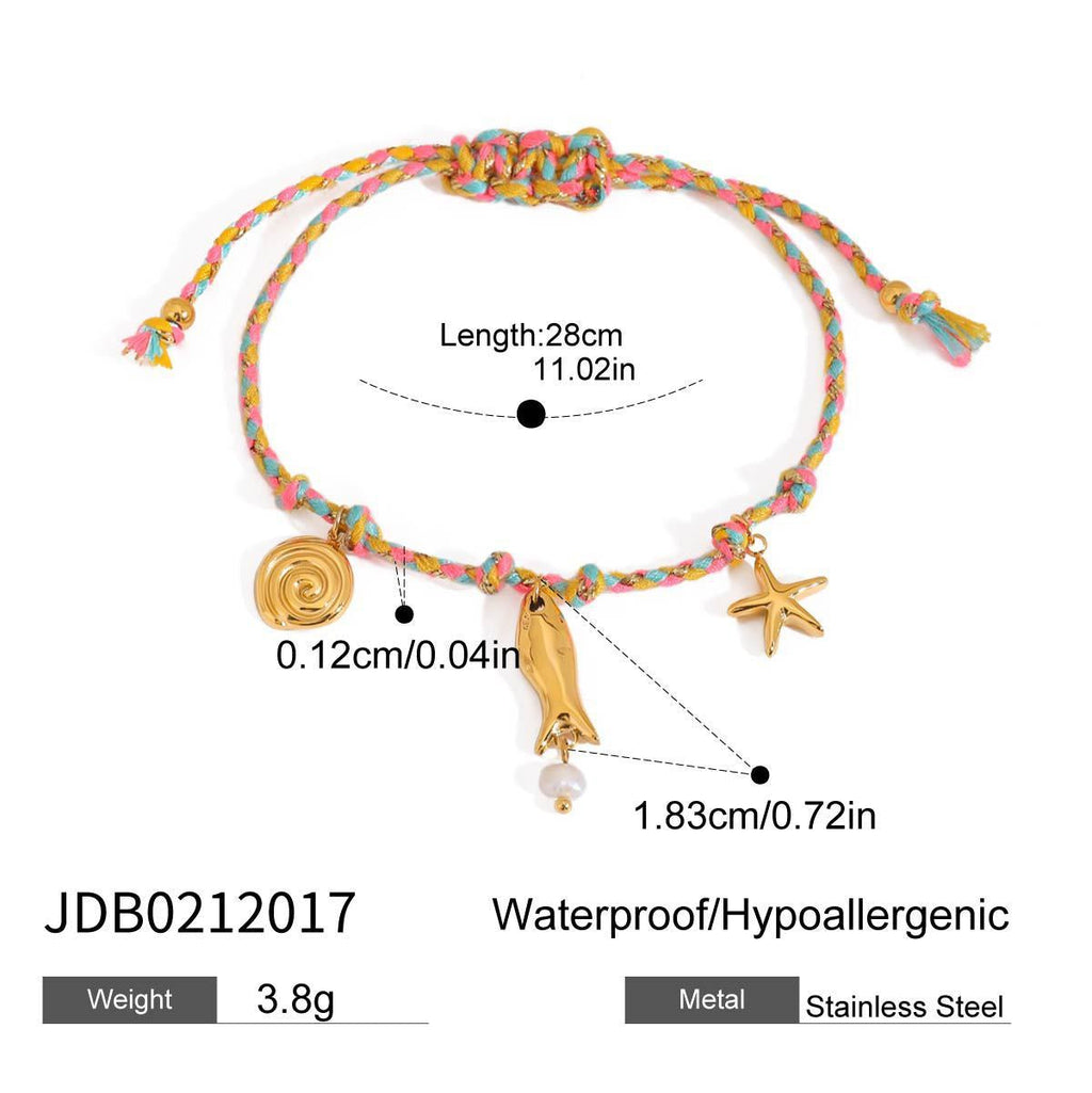 Pulseira Náutica em Corda Trançada com Aço Inoxidável