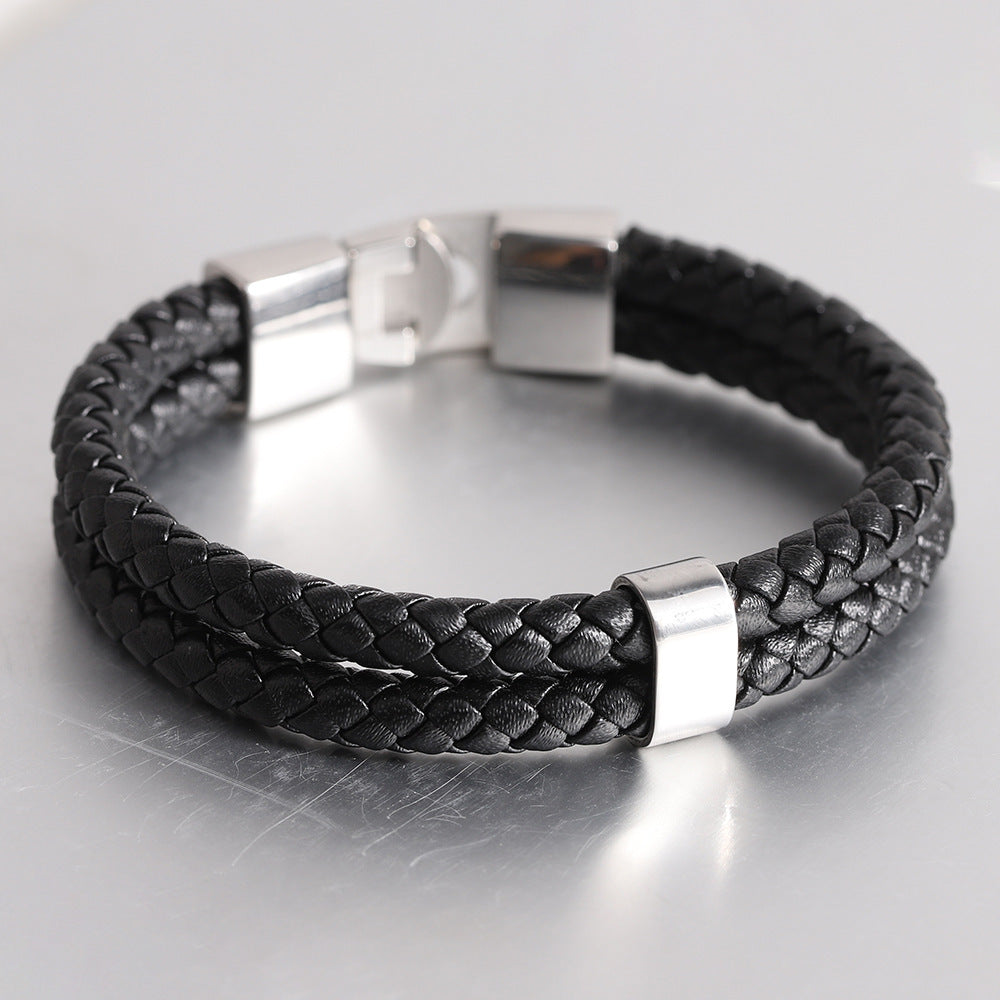 Leather and Stainless Steel Bracelet