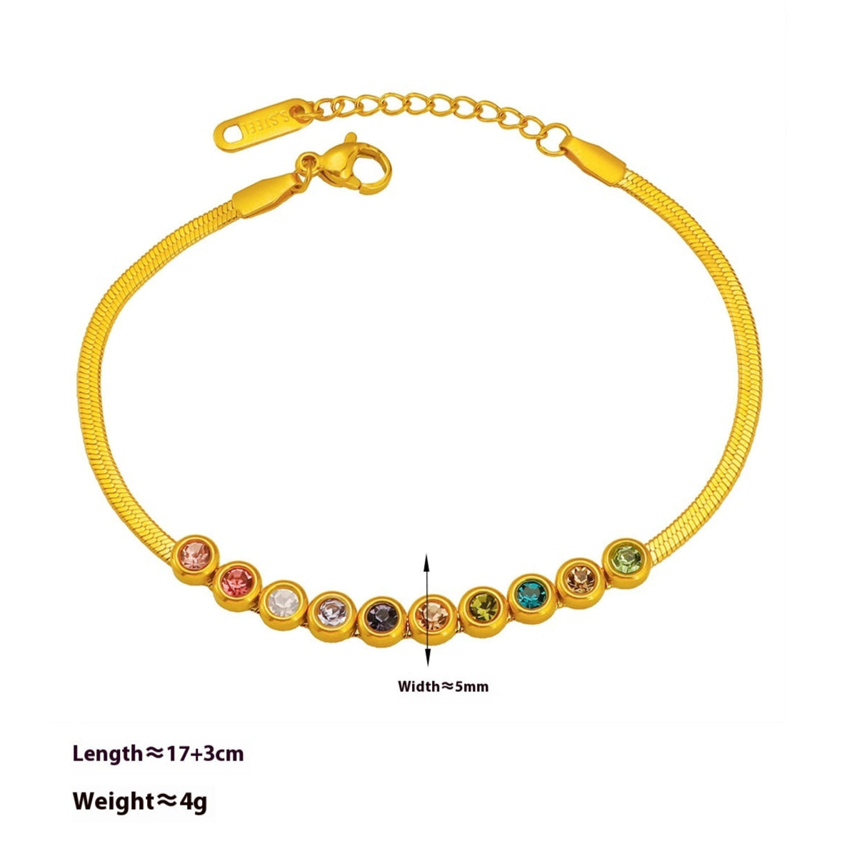 Pulseira Espectro de Cores em Corrente Serpente