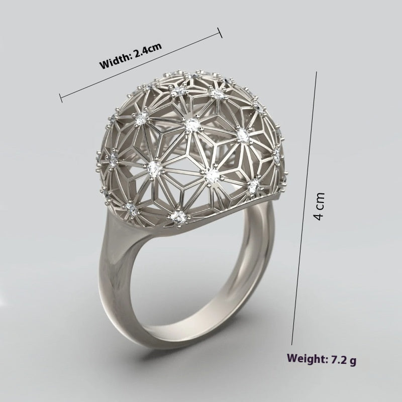 Anel Esférico com Zircónia