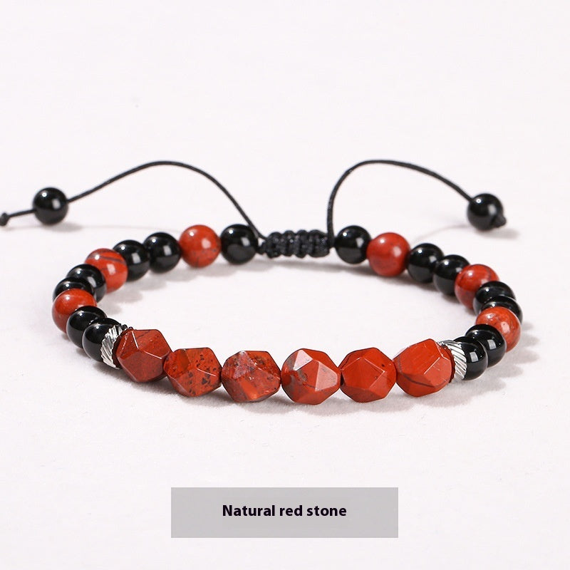 Bracelet with Diamond-Shaped Beads in Natural Stone