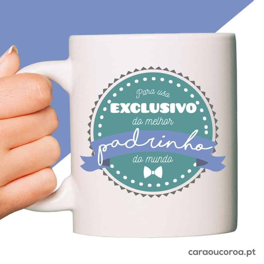 Caneca "Para Uso Exclusivo do Melhor Padrinho do Mundo"