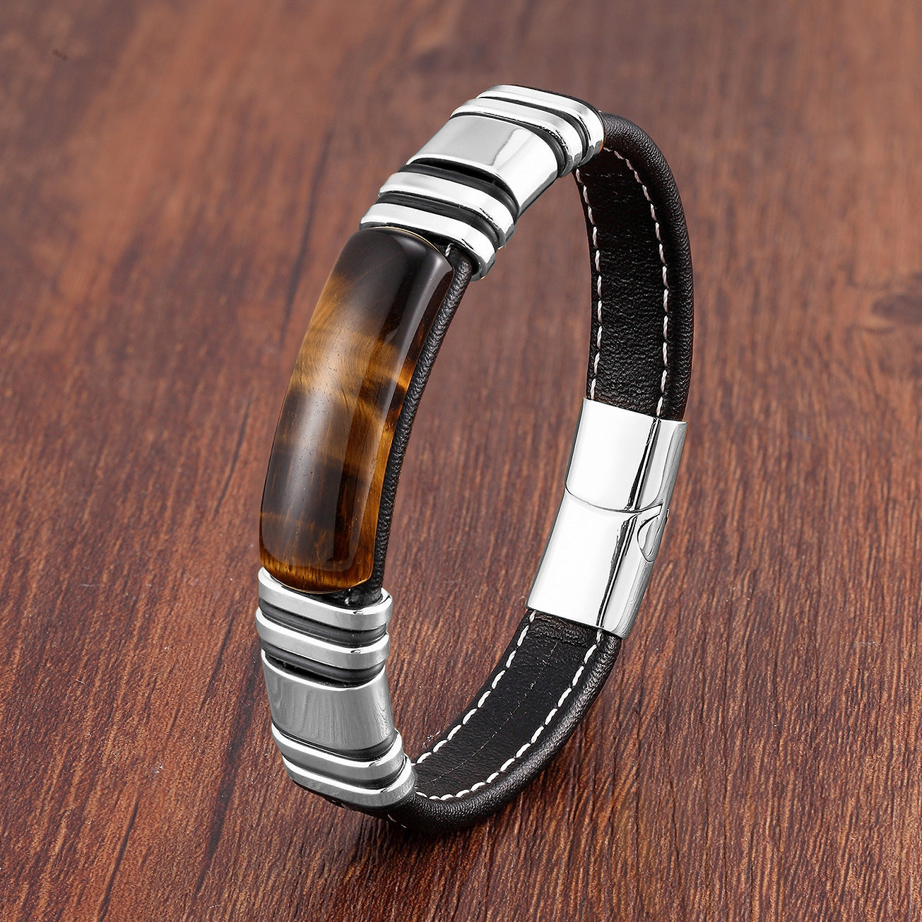 Leather and Stainless Steel Bracelet