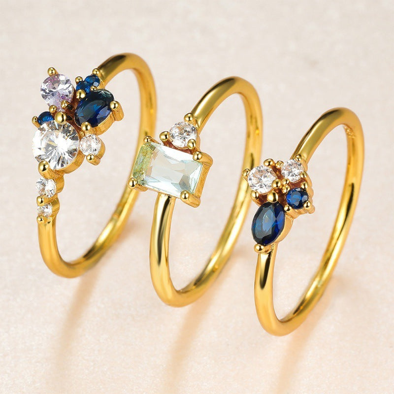 Set of 3 Rings with Topaz