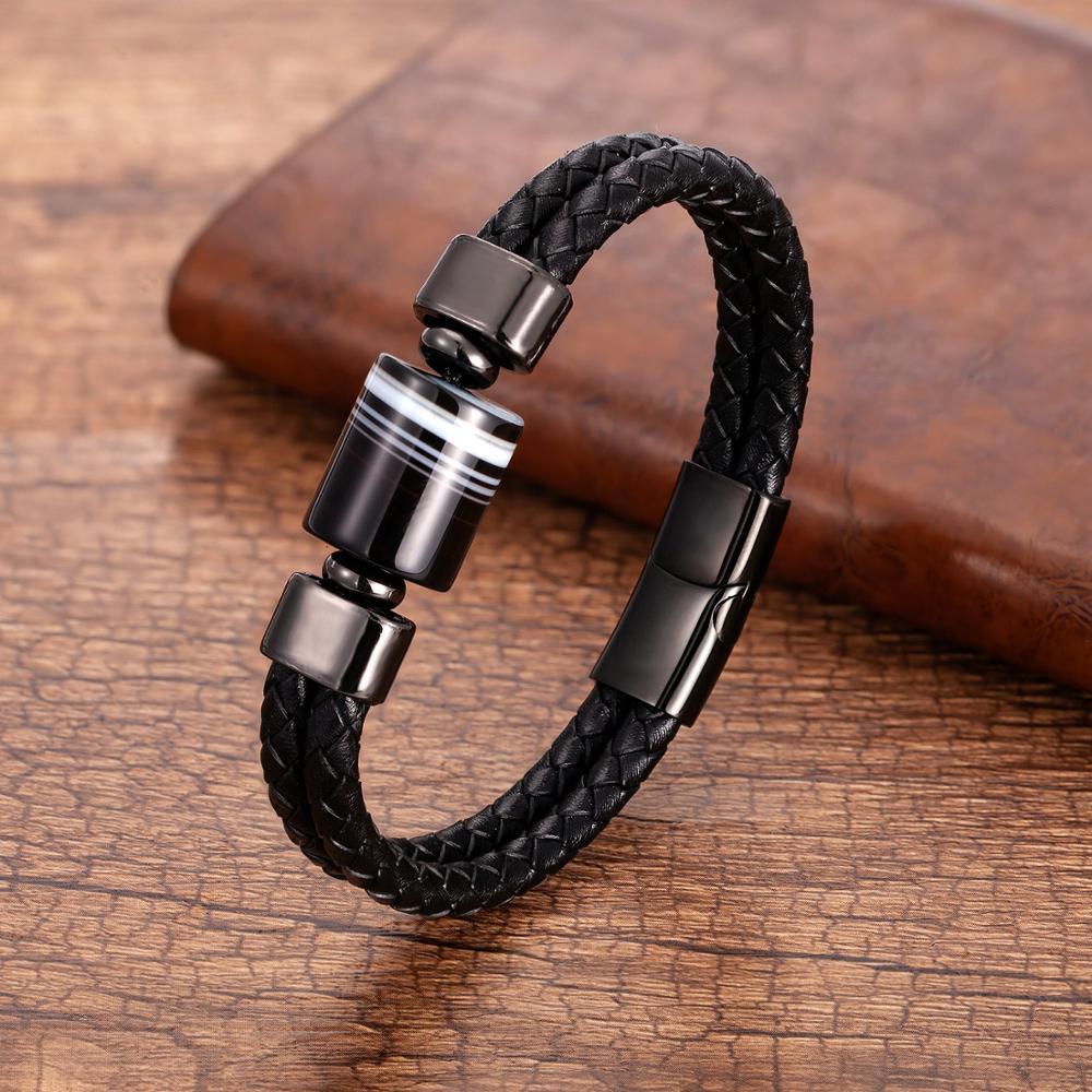 Leather and Natural Stone Bracelet