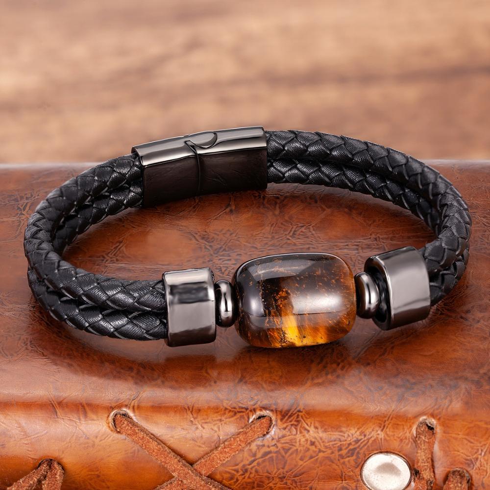 Leather and Natural Stone Bracelet