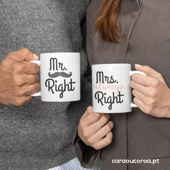 Conjunto 2 Canecas "Mr & Mrs Right"