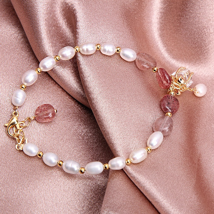 Pulsera de perlas y cristales naturales