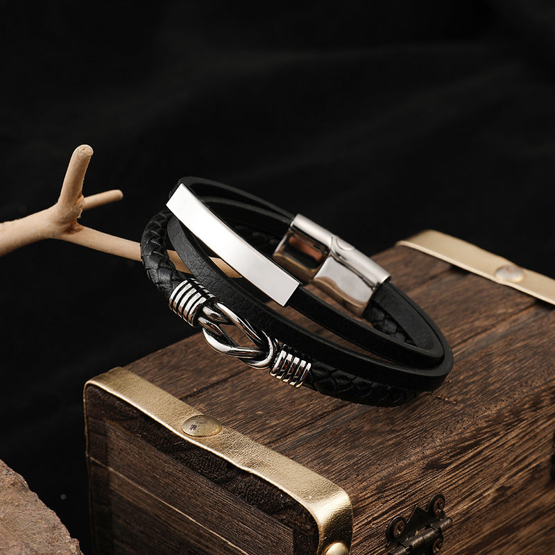 Leather and Stainless Steel Bracelet