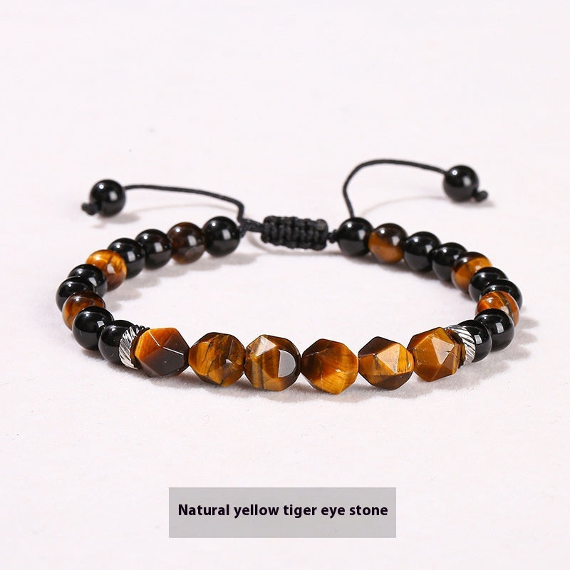 Bracelet with Diamond-Shaped Beads in Natural Stone