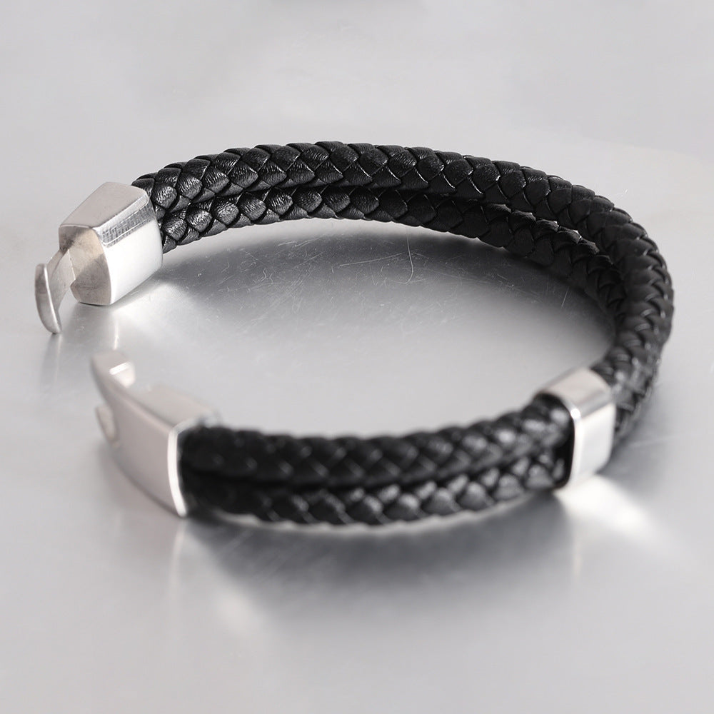 Leather and Stainless Steel Bracelet