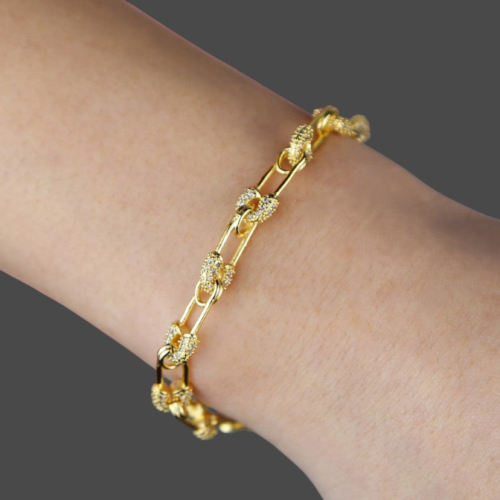 Pulseira Elos Dourados com Brilho Pavé