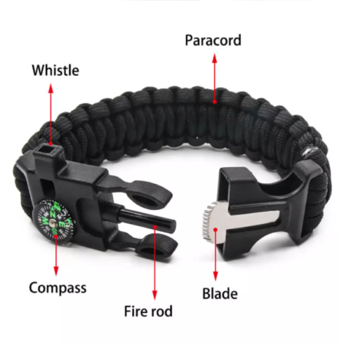 Pulseira em Paracord Kit de Sobrevivência 5 em 1