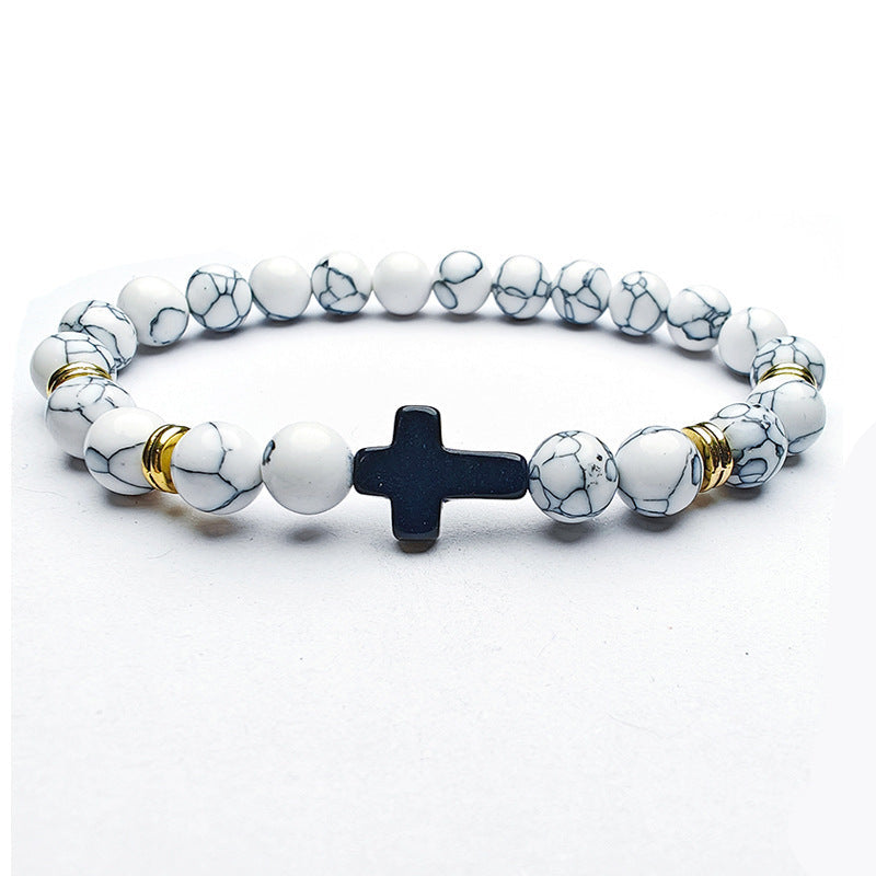 Cross Bracelet in Natural Stone